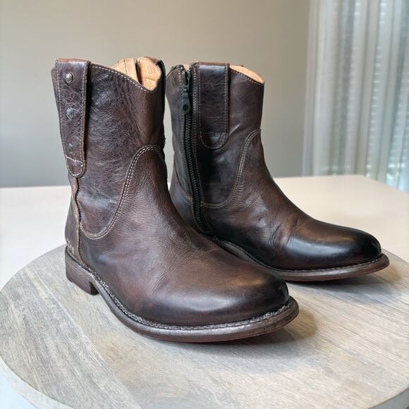 Bed Stu Women's Distressed Brown Leather Western Ankle Boots Booties US Size 6.5 - Picture 1 of 12